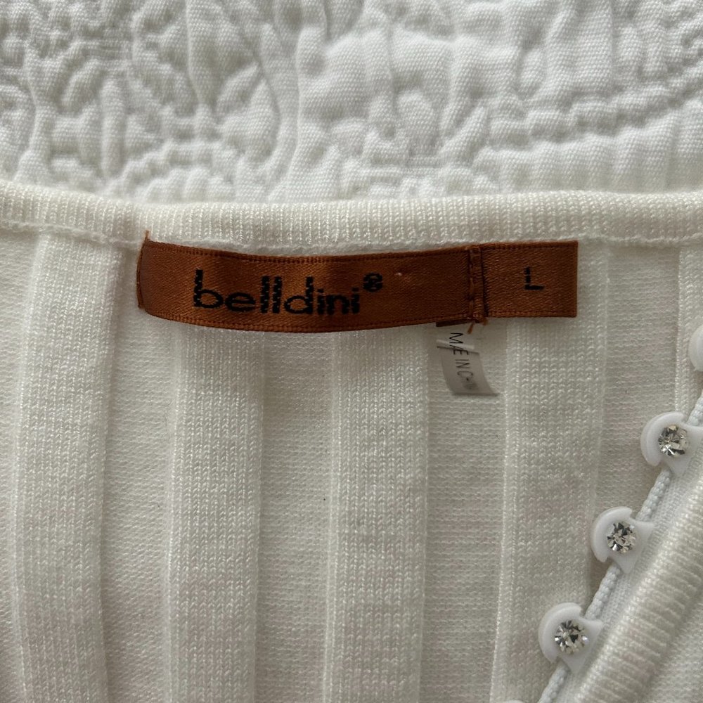 Belldini Cream Ribbed Tank Top - Picture 3 of 4